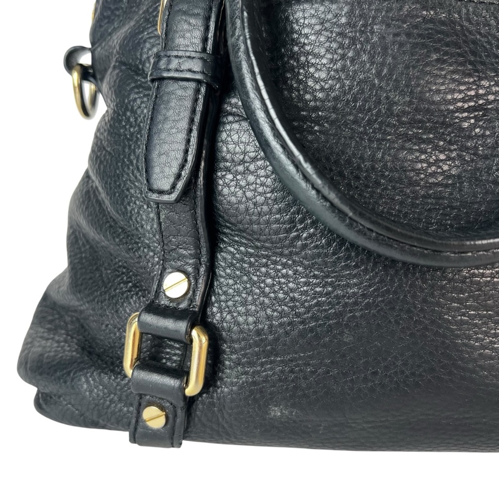 Michael Kors Black Pebbled Leather Satchel Tote Bag Gold Hardware Large Handbag - Picture 6 of 12